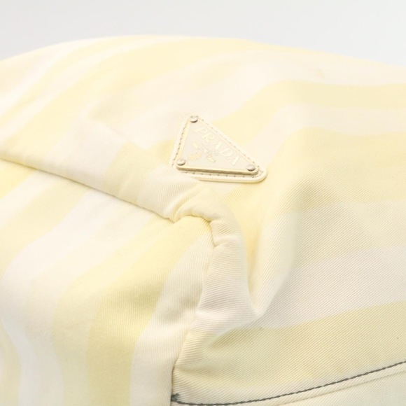 PRADA 2Way Shoulder Bag Hand Bag Canvas Yellow White Auth ar6192 - Picture 14 of 16